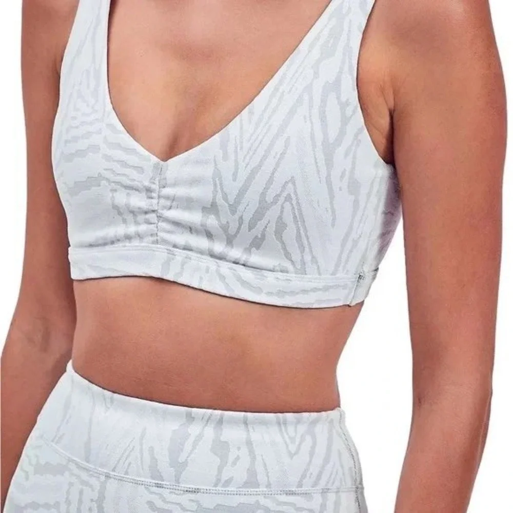 Devon Windsor Lisa Bra Blanco White Grey Zebra Jacquard Sports Bra Small NEW - Picture 1 of 6